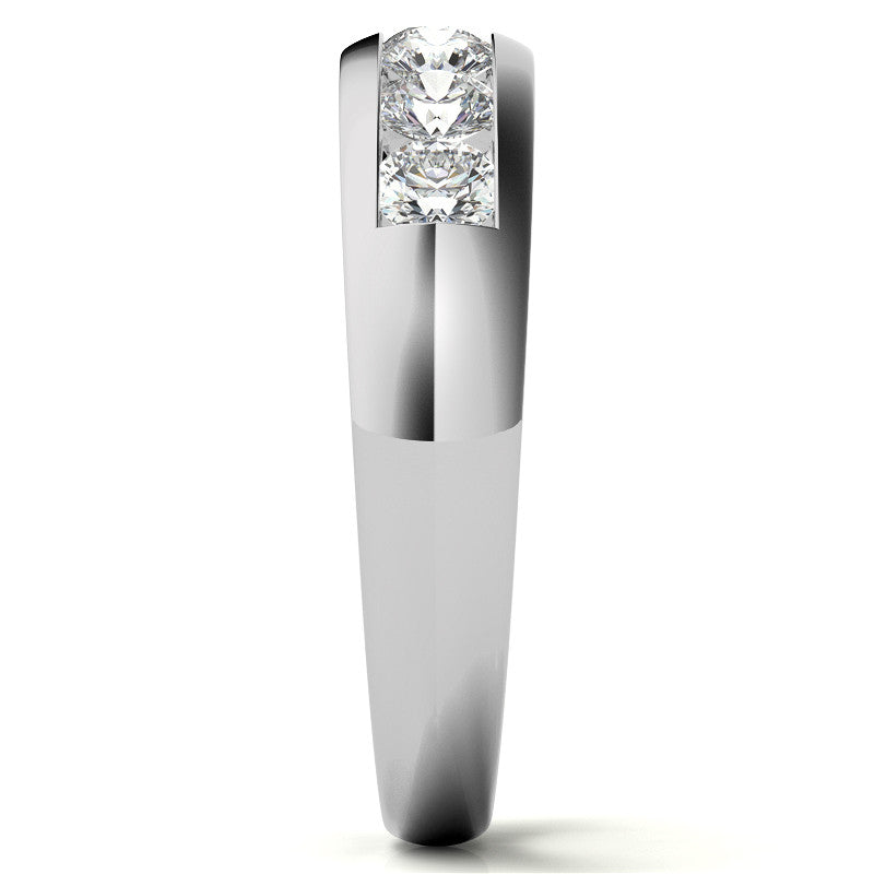 3.5mm Round Channel Mens Moissanite Ring