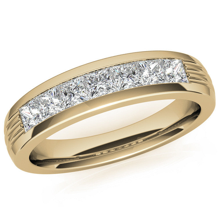3mm Square Channel Mens Moissanite Ring
