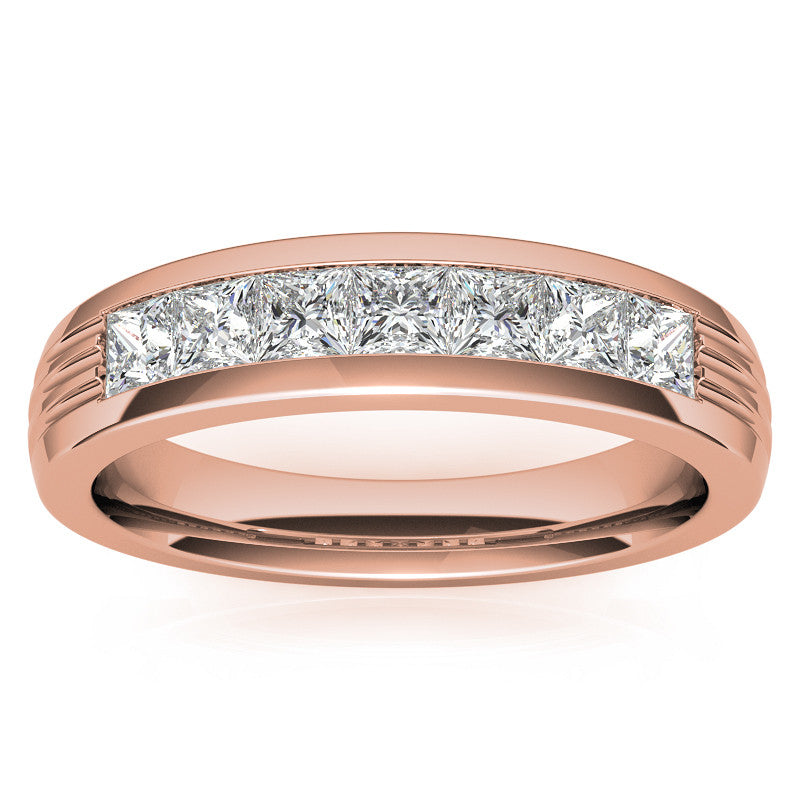 3mm Square Channel Mens Moissanite Ring