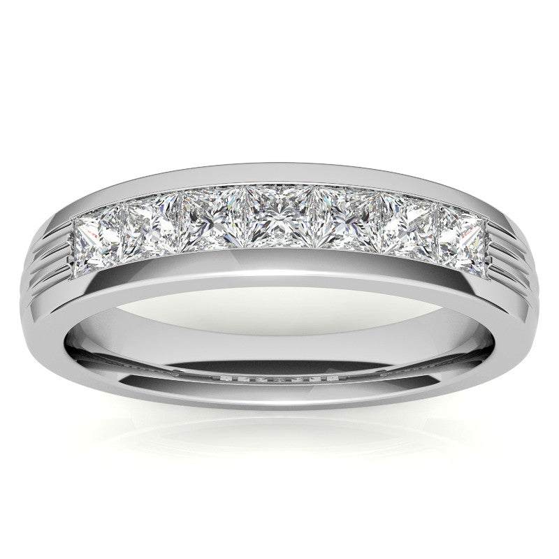 3mm Square Channel Mens Moissanite Ring