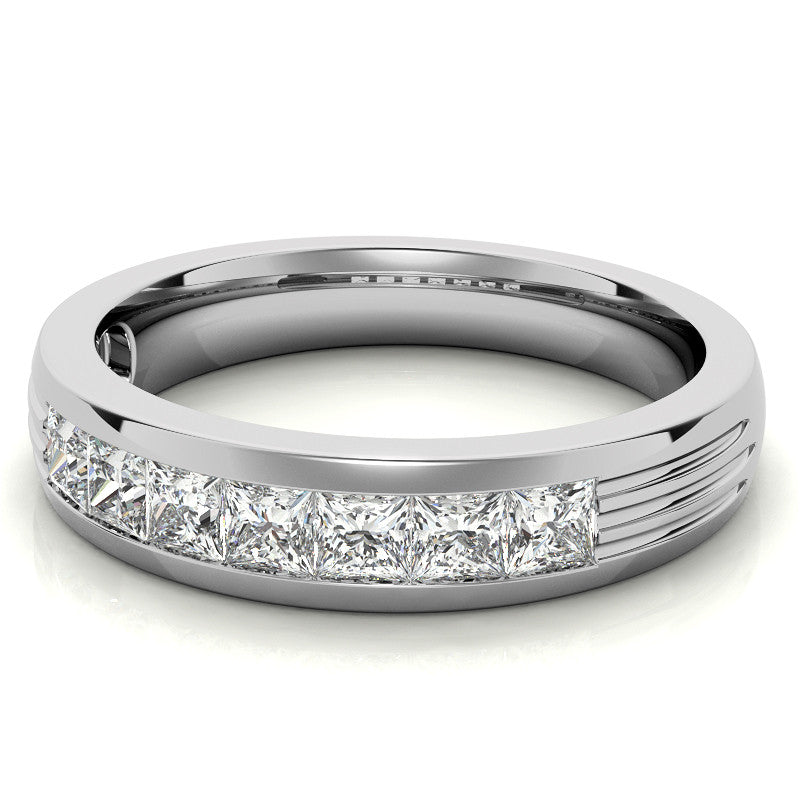3mm Square Channel Mens Moissanite Ring