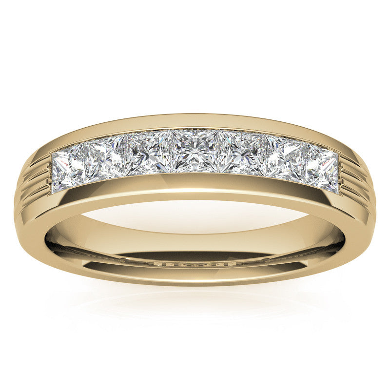 3mm Square Channel Mens Moissanite Ring