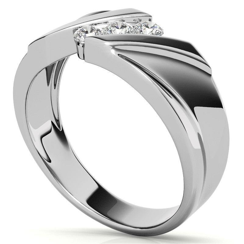3mm Round Channel Mens Moissanite Ring