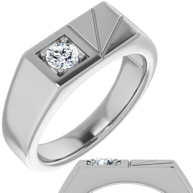 4.5mm/0.35ct Round Brilliant Moissanite Offset Mens Band