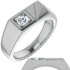 4.5mm/0.35ct Round Brilliant Moissanite Offset Mens Band