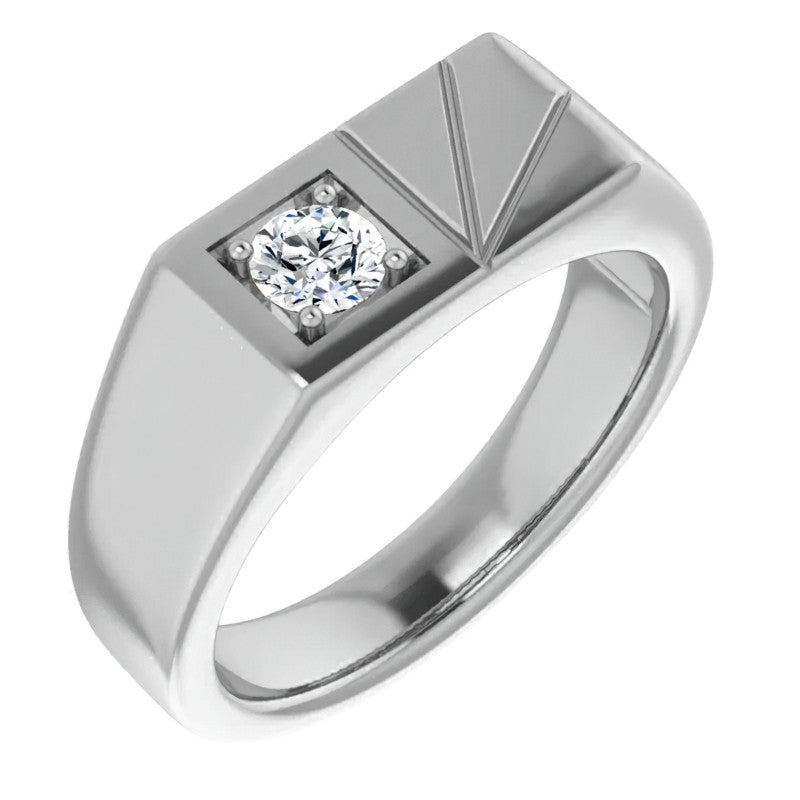 4.5mm/0.35ct Round Brilliant Moissanite Offset Mens Band