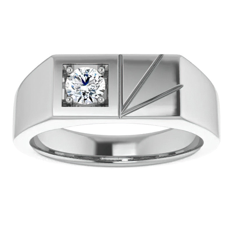 4.5mm/0.35ct Round Brilliant Moissanite Offset Mens Band