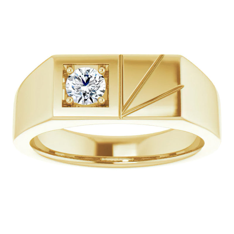 4.5mm/0.35ct Round Brilliant Moissanite Offset Mens Band