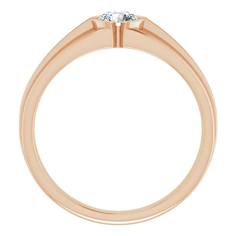 5mm/0.50ct Round Half Bezel Moissanite Mens Ring