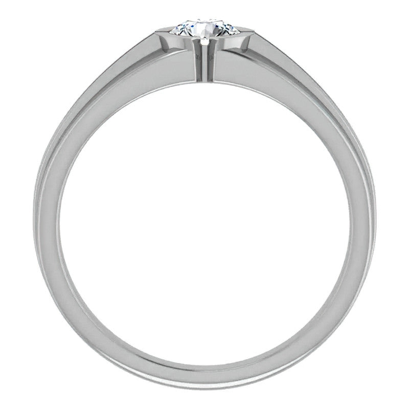 5mm/0.50ct Round Half Bezel Moissanite Mens Ring