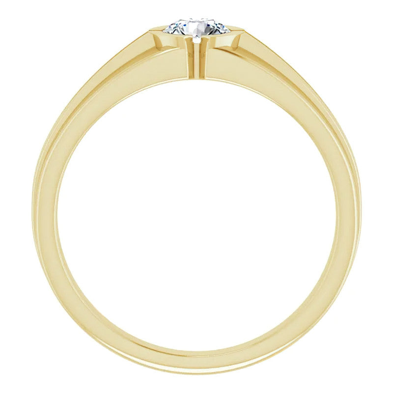 5mm/0.50ct Round Half Bezel Moissanite Mens Ring