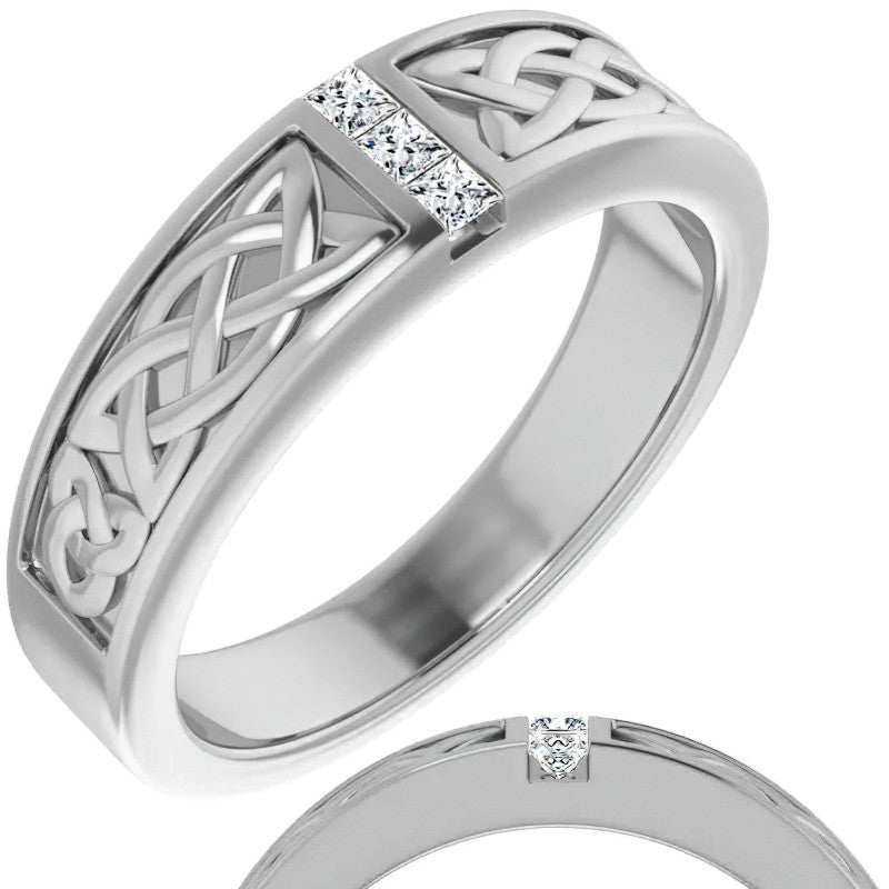 0.36ct Celtic Knot Moissanite Mens Ring
