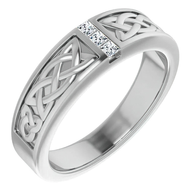 0.36ct Celtic Knot Moissanite Mens Ring