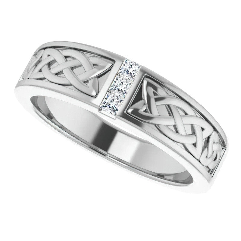 0.36ct Celtic Knot Moissanite Mens Ring