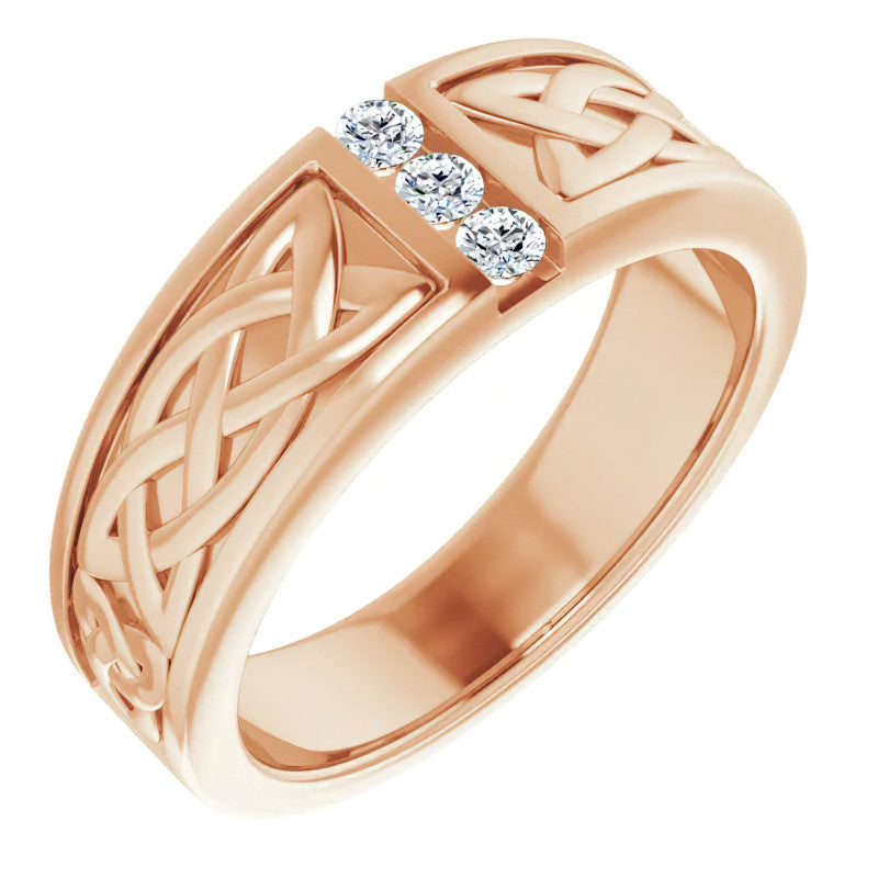 0.09ct Celtic Knot Moissanite Mens Ring