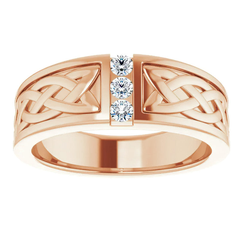 0.09ct Celtic Knot Moissanite Mens Ring