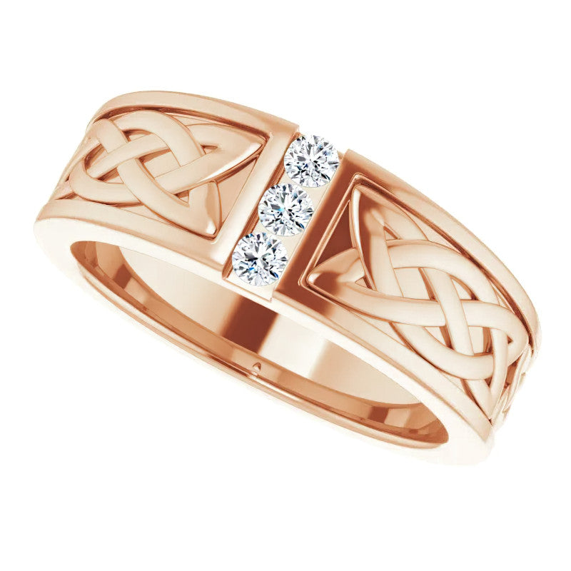 0.09ct Celtic Knot Moissanite Mens Ring