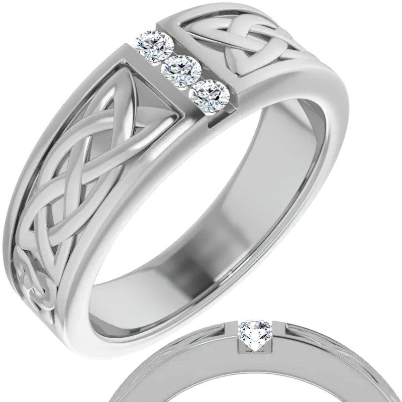 0.09ct Celtic Knot Moissanite Mens Ring