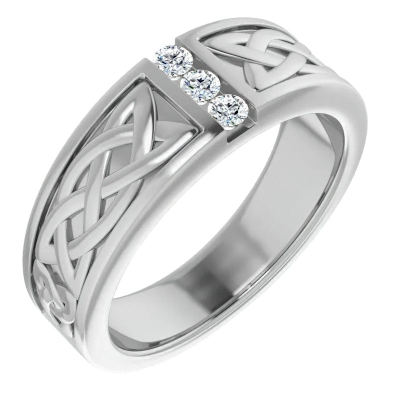 0.09ct Celtic Knot Moissanite Mens Ring