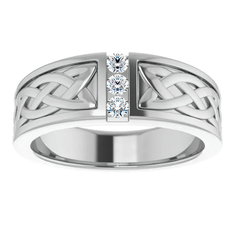 0.09ct Celtic Knot Moissanite Mens Ring