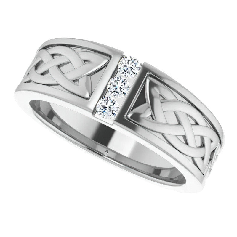 0.09ct Celtic Knot Moissanite Mens Ring