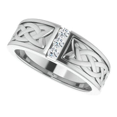 0.09ct Celtic Knot Moissanite Mens Ring