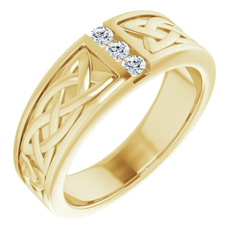 0.09ct Celtic Knot Moissanite Mens Ring