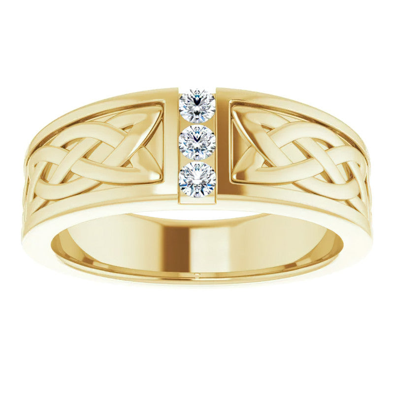 0.09ct Celtic Knot Moissanite Mens Ring