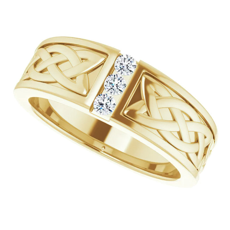 0.09ct Celtic Knot Moissanite Mens Ring