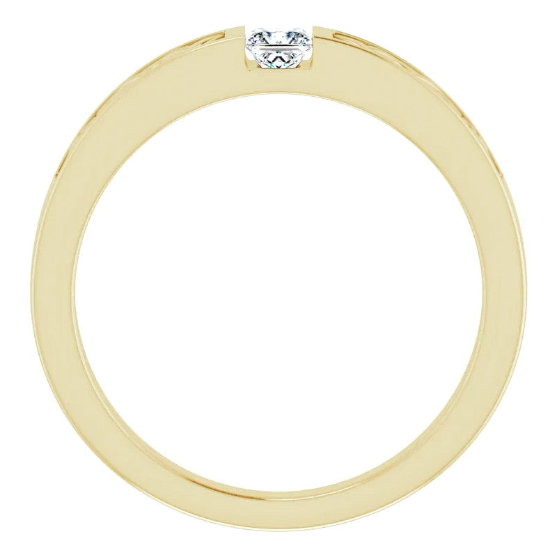 3.5mm/0.27ct Princess Celtic Knot Moissanite Mens Ring