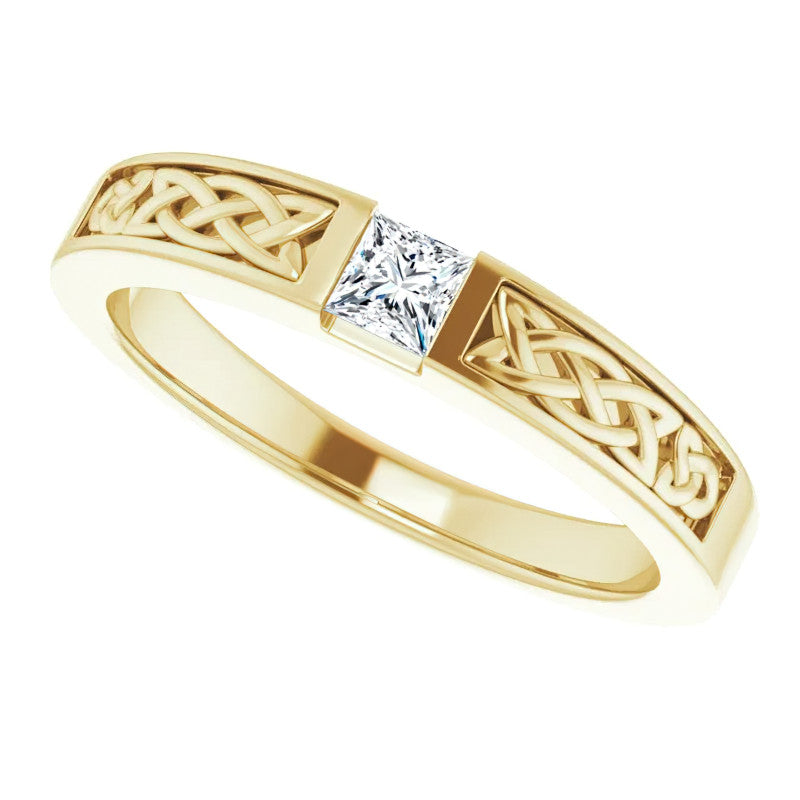 3.5mm/0.27ct Princess Celtic Knot Moissanite Mens Ring