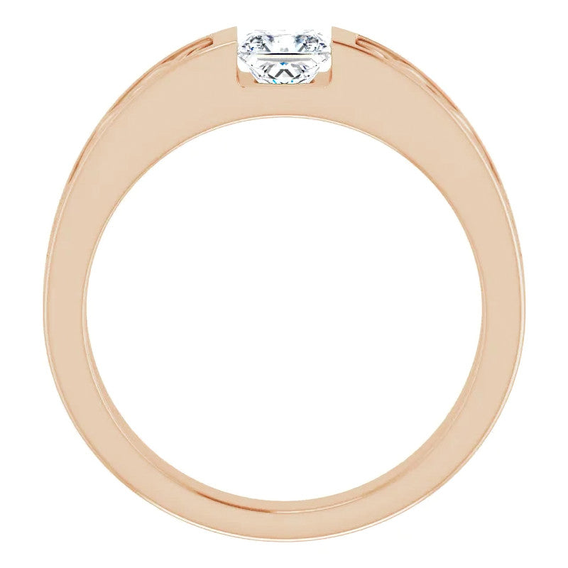 5mm/0.80ct Princess Celtic Knot Moissanite Mens Ring