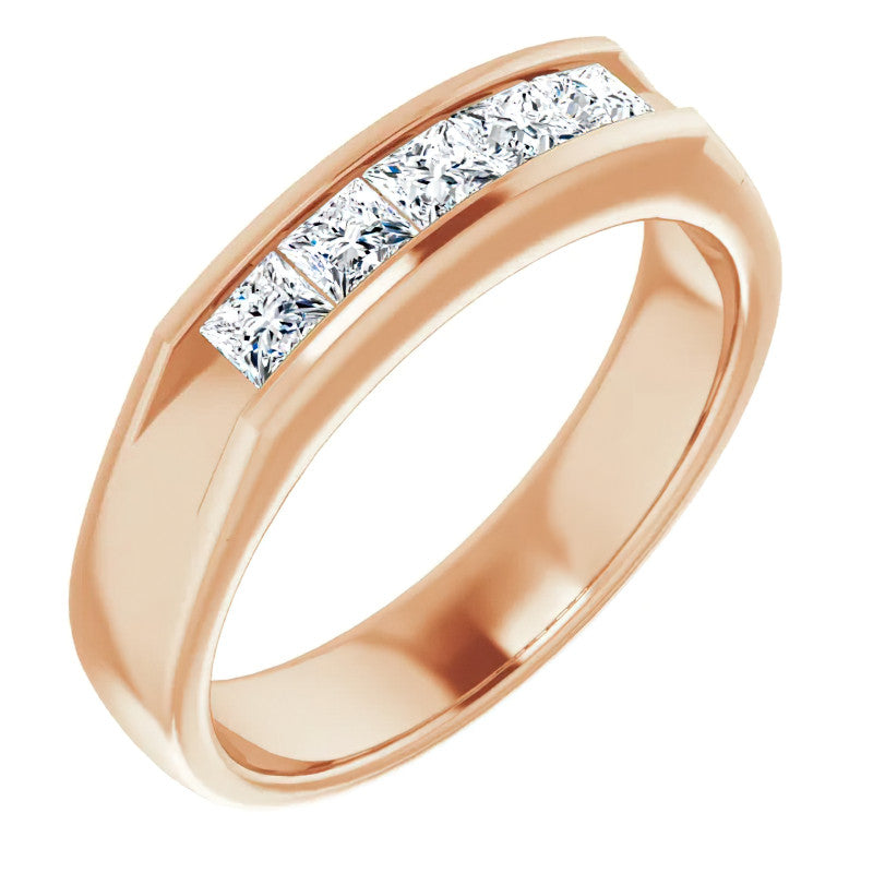 3mm/0.9ct Princess Channel Set Moissanite Mens Band