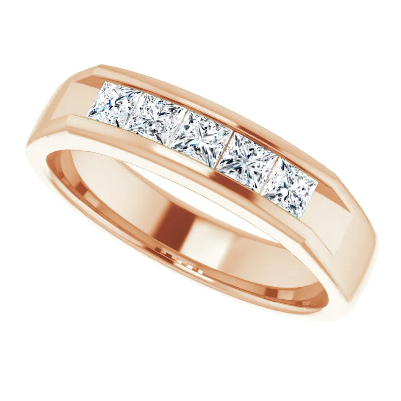 3mm/0.9ct Princess Channel Set Moissanite Mens Band