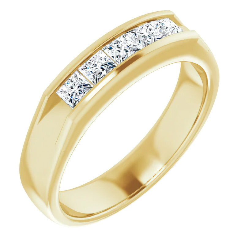 3mm/0.9ct Princess Channel Set Moissanite Mens Band