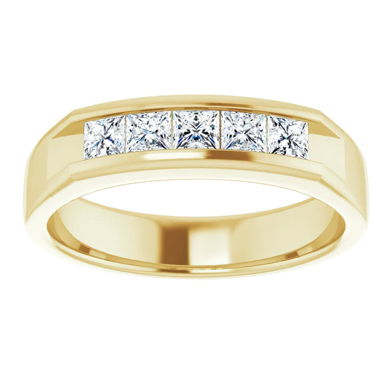 3mm/0.9ct Princess Channel Set Moissanite Mens Band