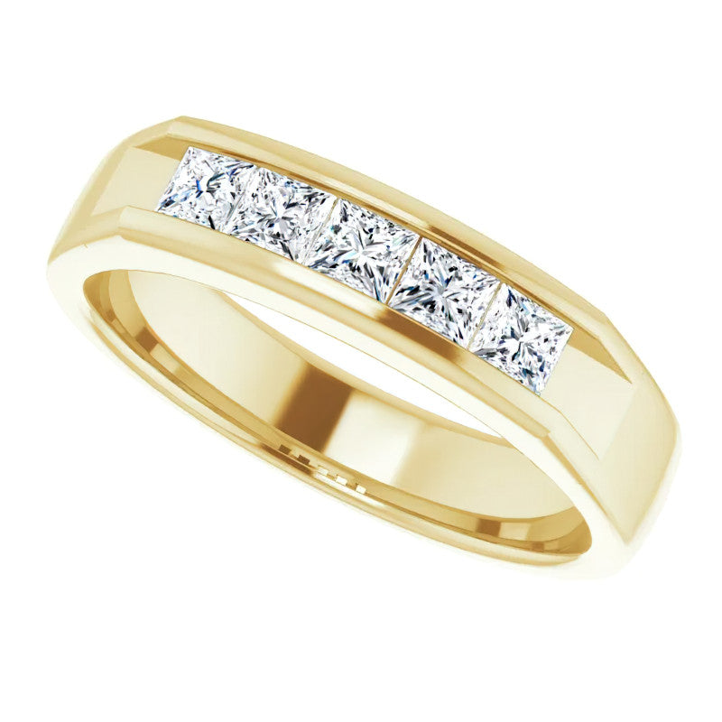 3mm/0.9ct Princess Channel Set Moissanite Mens Band