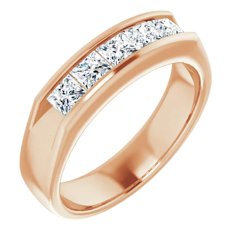 3.5mm/1.35ct Princess Channel Set Moissanite Mens Band