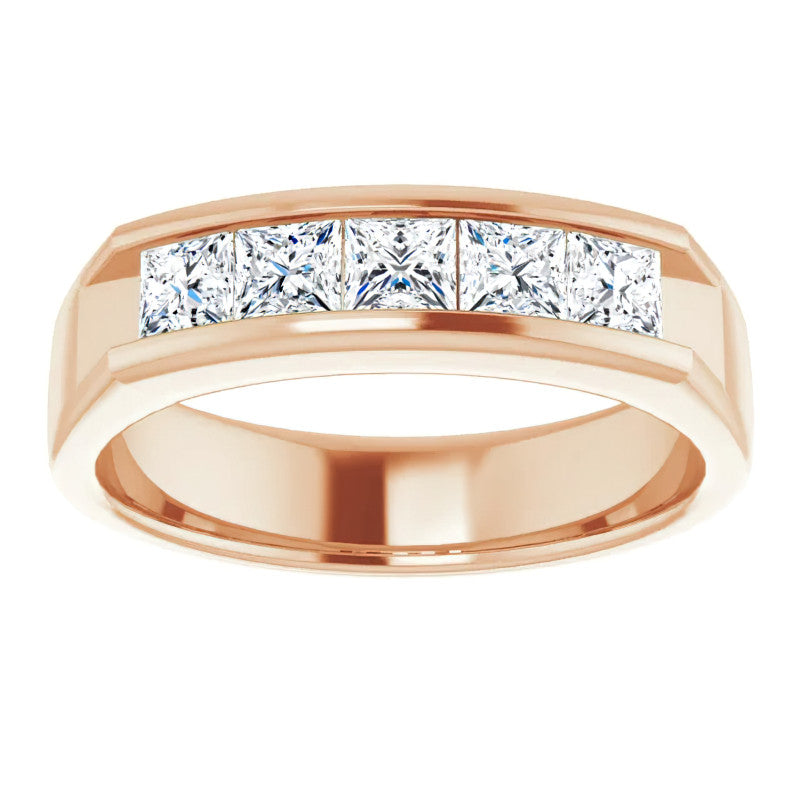 3.5mm/1.35ct Princess Channel Set Moissanite Mens Band