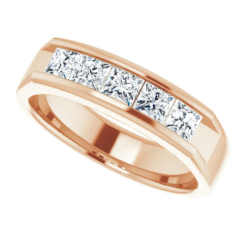 3.5mm/1.35ct Princess Channel Set Moissanite Mens Band