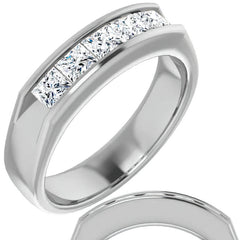 3.5mm/1.35ct Princess Channel Set Moissanite Mens Band