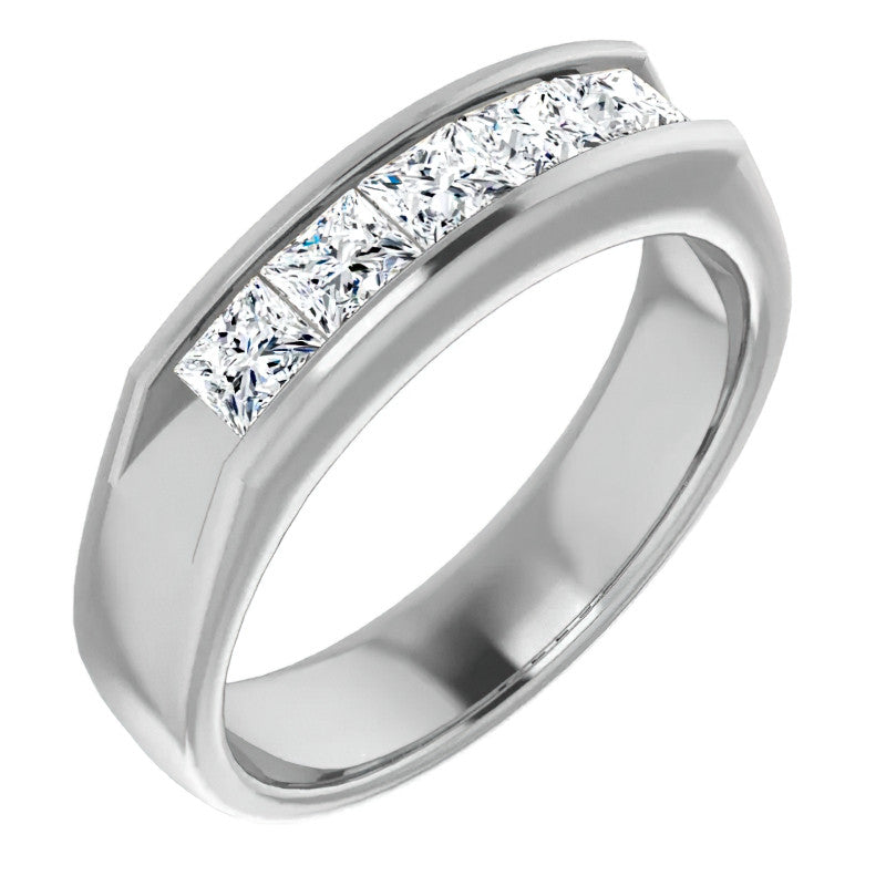 3.5mm/1.35ct Princess Channel Set Moissanite Mens Band