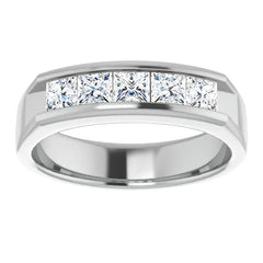 3.5mm/1.35ct Princess Channel Set Moissanite Mens Band