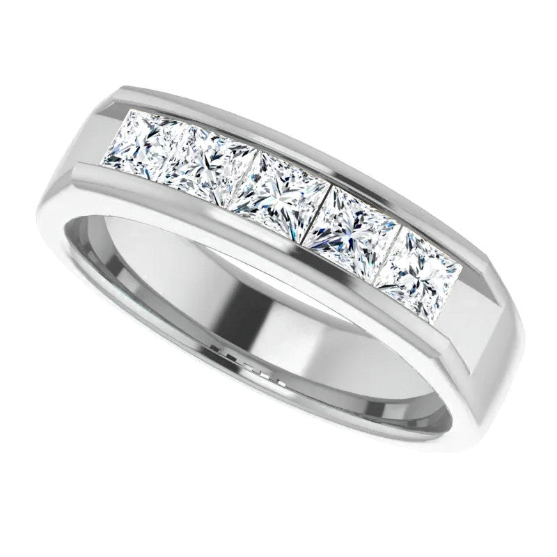 3.5mm/1.35ct Princess Channel Set Moissanite Mens Band