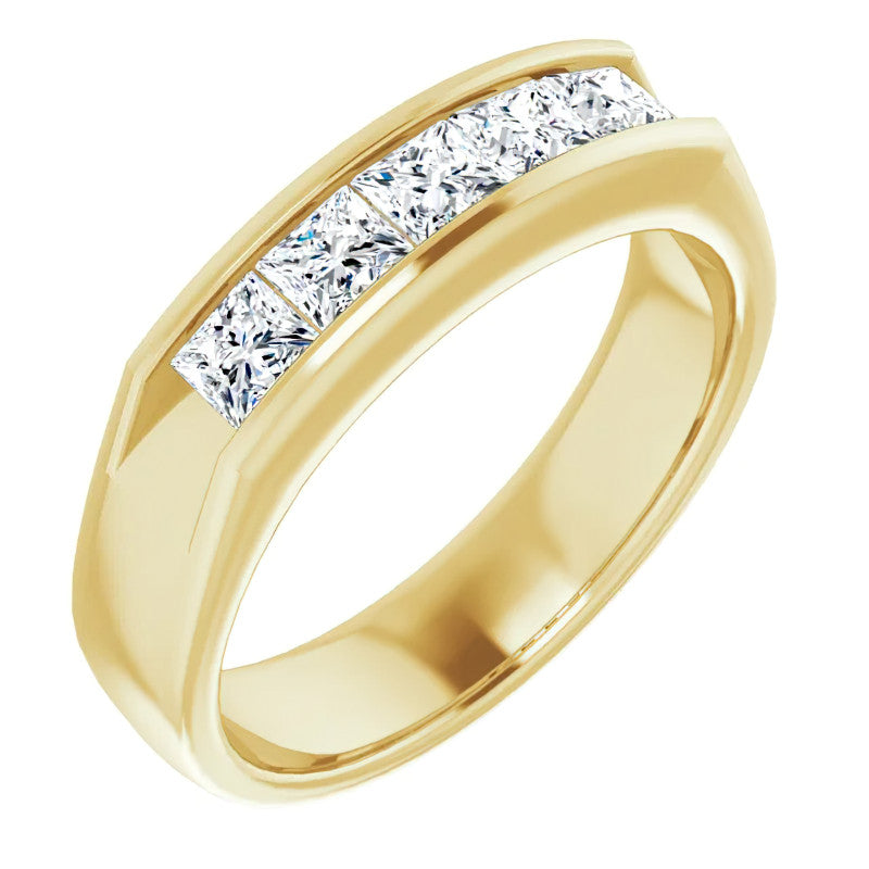 3.5mm/1.35ct Princess Channel Set Moissanite Mens Band