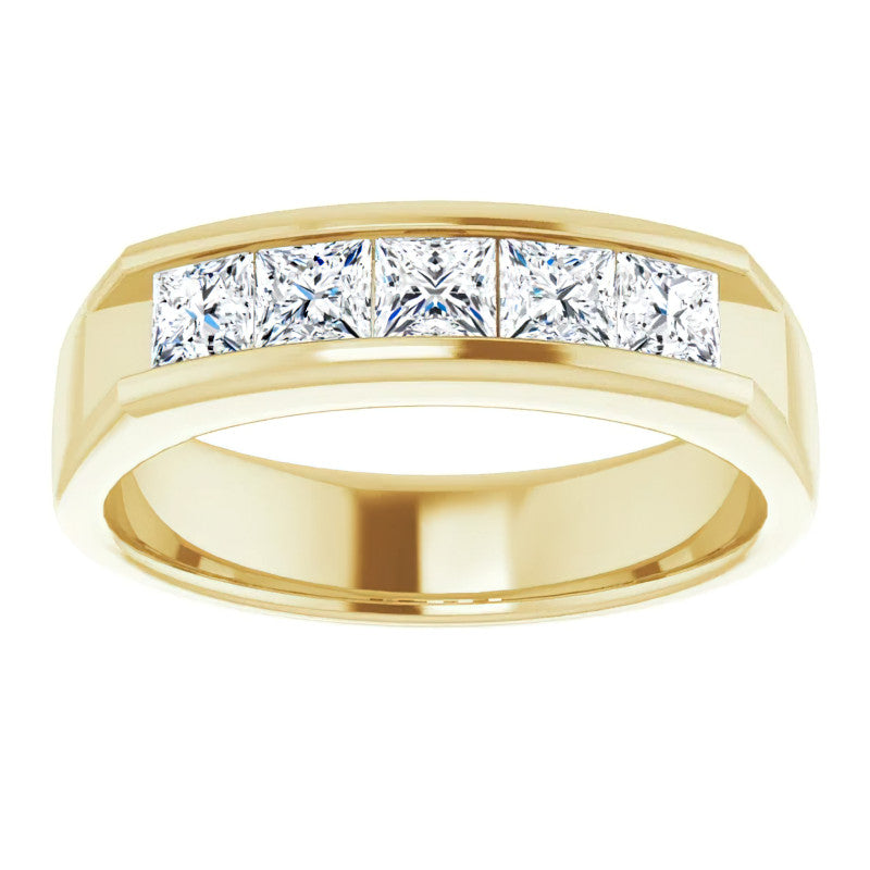 3.5mm/1.35ct Princess Channel Set Moissanite Mens Band