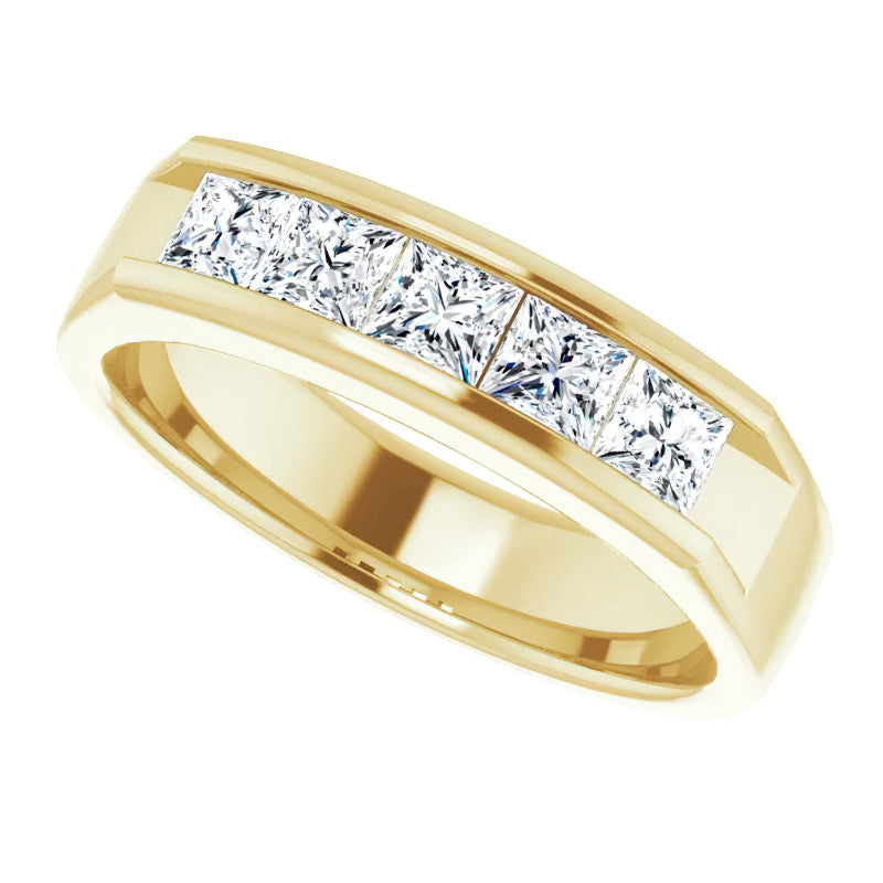 3.5mm/1.35ct Princess Channel Set Moissanite Mens Band
