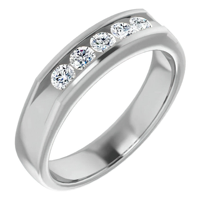3mm/0.5ct Round Channel Set Moissanite Mens Band