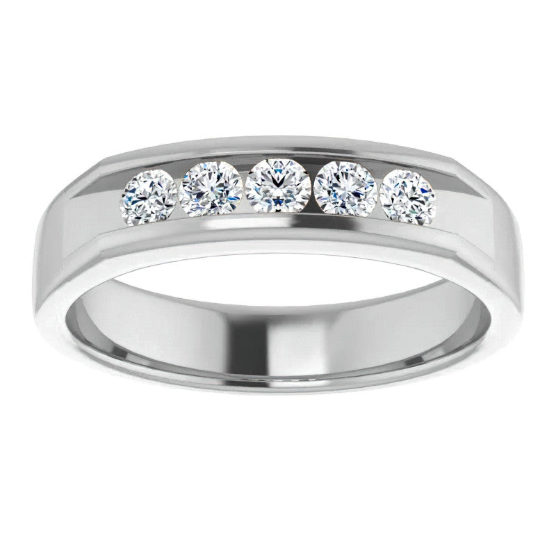 3mm/0.5ct Round Channel Set Moissanite Mens Band