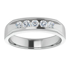 3mm/0.5ct Round Channel Set Moissanite Mens Band